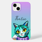 Coques Case-Mate iPhone Chat Cute Bleu Kitty Personnalisé (Verso)