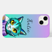 Coques Case-Mate iPhone Chat Cute Bleu Kitty Personnalisé (Verso (horizontal))