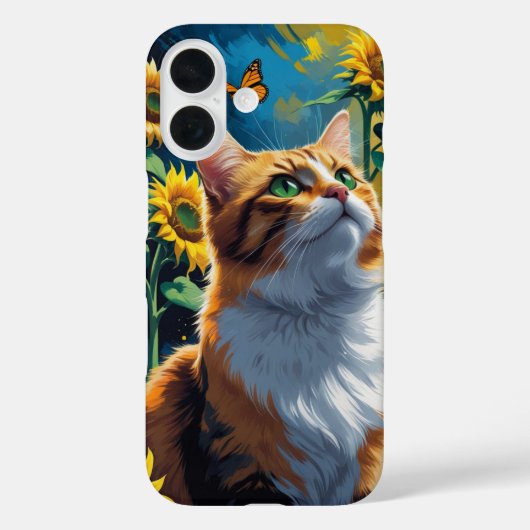 Coques Case-Mate iPhone chat dans le jardin de tournesol (Verso)