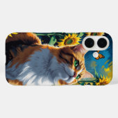 Coques Case-Mate iPhone chat dans le jardin de tournesol (Verso (horizontal))