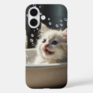 Coques iPhone 16 Chat de bain bulle
