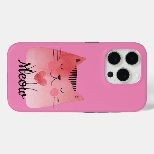 Coques Case-Mate iPhone Chat de coeur rose (Verso (horizontal))
