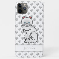 Chat de dessin animé mignon persan blanc & nom