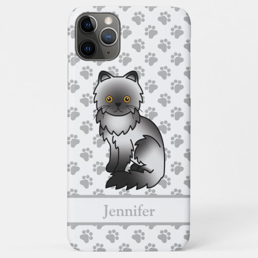 Coques Case-Mate iPhone Chat de dessin animé persan mignon fumée & nom (Dos)