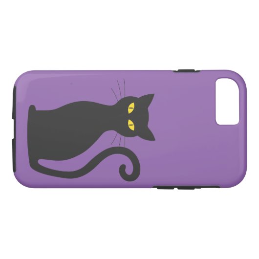 Coques Case-Mate iPhone Chat de dessin avec yeux jaunes (Dos (Horizontal))