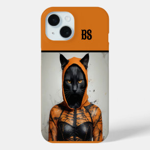 Coque Pour iPhone 15 Chat de Halloween mignon et effrayant déguisé