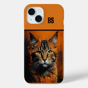 Coque Pour iPhone 15 Chat de Halloween mignon et effrayant déguisé