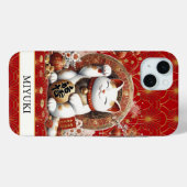 Coques Case-Mate iPhone Chat de la Chance avec Pièces d'Or Monogrammées (Verso (horizontal))