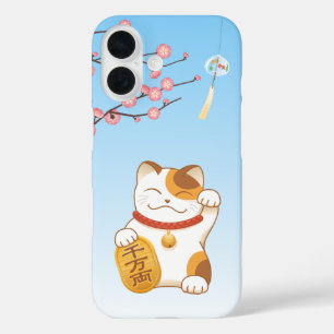 Coques iPhone 16 Chat de la Chance Japonais, Maneki Neko Calico