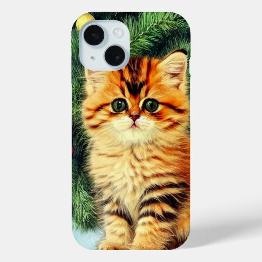 Coques Case-Mate iPhone Chat de Noël Vintage (Verso)