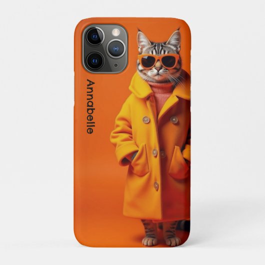 Coques Case-Mate iPhone Chat de voyage orange élégant (Dos)