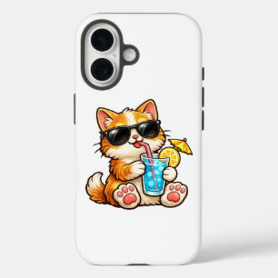 Coques iPhone 16 Chat d'été cool