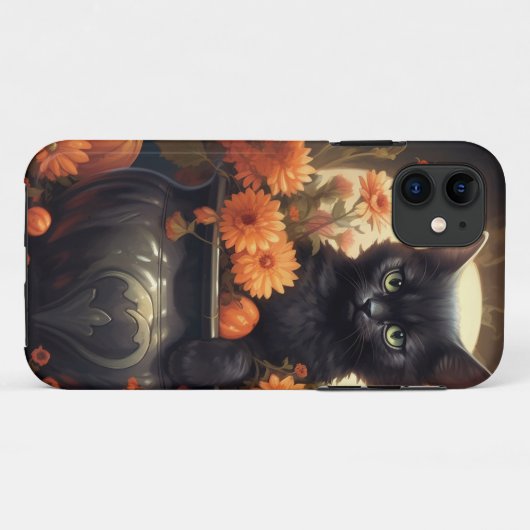 Coques Case-Mate iPhone Chat d'Halloween adorable (Dos (Horizontal))