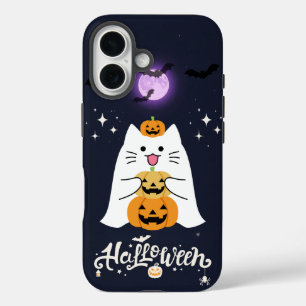 Coques iPhone 16 Chat d'Halloween au clair de lune – Nuit effrayant