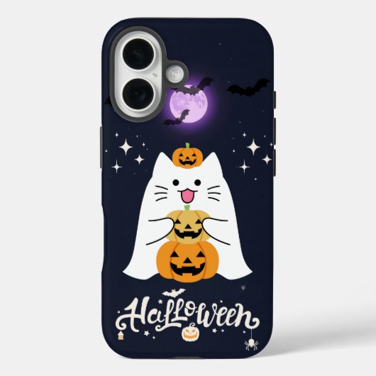 Coques Case-Mate iPhone Chat d'Halloween au clair de lune – Nuit effrayant (Verso)