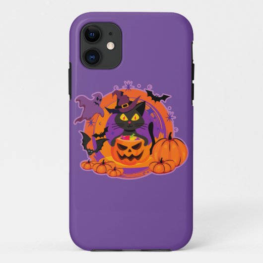 Coques Case-Mate iPhone Chat D'Halloween Et Citrouilles (Dos)