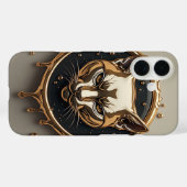Coques Case-Mate iPhone Chat doré Luxueux portrait🐈 (Verso (horizontal))