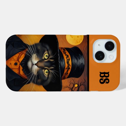 Coques Case-Mate iPhone Chat éffrayant d'Halloween caché (Verso (horizontal))
