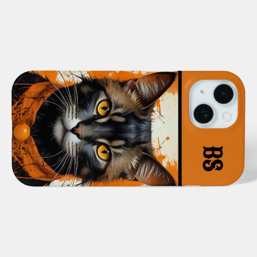Coques Case-Mate iPhone Chat éffrayant d'Halloween caché (Verso (horizontal))