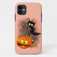 Chat effrayé par Citrouille Fun Halloween caractèr