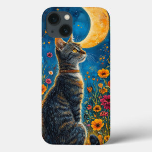 Case-Mate iPhone Case Chat élégant sous la lune ciel nocturne magique es