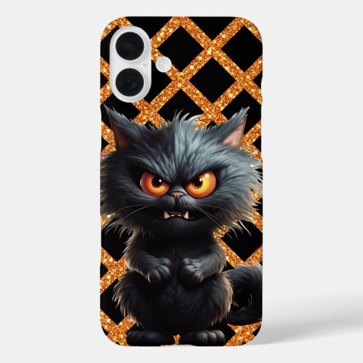 COQUES Case-Mate iPhone CHAT EN COLÈRE NOIRE FLUFFÉ HALLOWEEN (Verso)