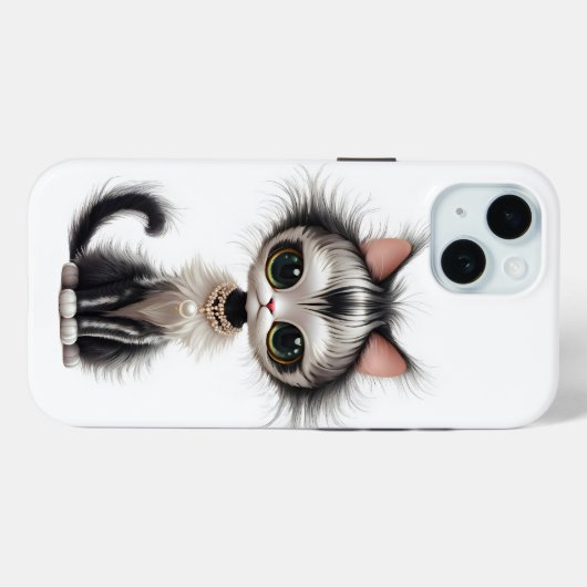Coques Case-Mate iPhone Chat En Dessin Avec Collier En Perle (Verso (horizontal))