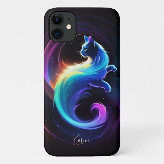 Coques Case-Mate iPhone Chat en néon galactique Luminosité cosmique mystiq (Dos)