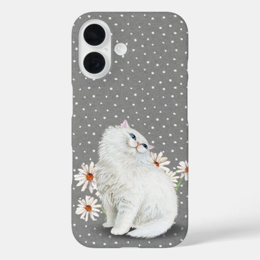 Coques Case-Mate iPhone Chat et marguerites persanes blancs (Verso)