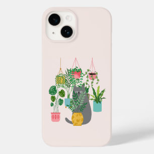 Coque Pour iPhone 14 Chat et Plantes