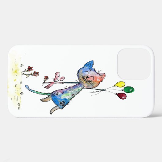 Coques Case-Mate iPhone Chat et souris Whimsical avec ballons (Verso (horizontal))