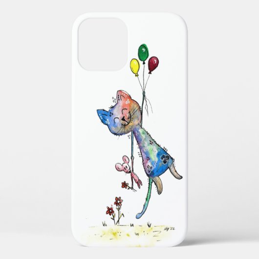 Coques Case-Mate iPhone Chat et souris Whimsical avec ballons (Verso)