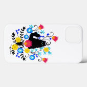 Coques Case-Mate iPhone Chat Fluffy Noir avec Fleurs (Verso (horizontal))