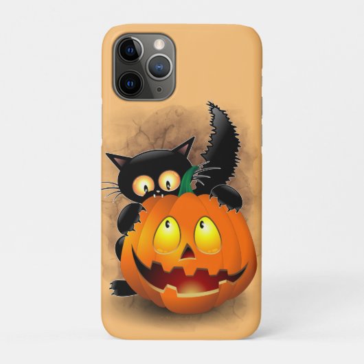 Coques Case-Mate iPhone Chat Fun Halloween Caractère mordant un Citrouille (Dos)