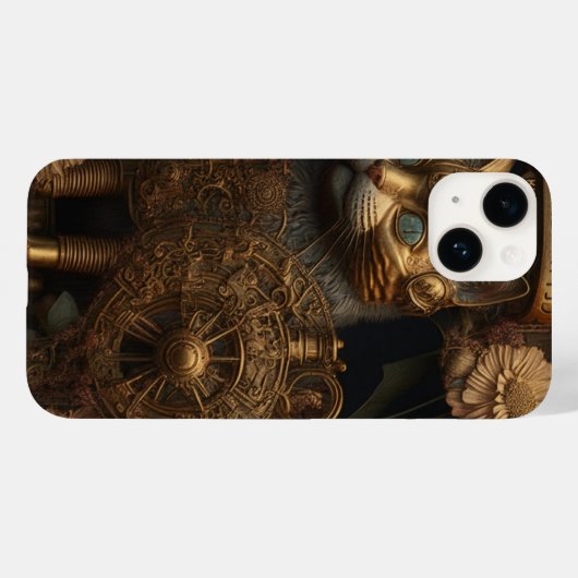 Coques Case-Mate iPhone Chat gothique en or Steampunk (Verso (horizontal))