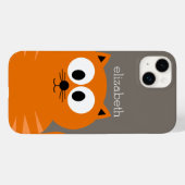 Coques Case-Mate iPhone Chat gras mignet orange avec Taupe et nom (Verso (horizontal))