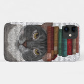 Coques Case-Mate iPhone Chat gris avec des livres sur la tête (Dos (Horizontal))