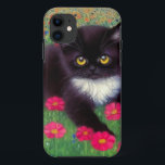 Case-Mate iPhone Case Chat Gustav Klimt Tuxedo<br><div class="desc">coque iphone avec un chat tuxedo Gustav Klimt ! Cette adorable petite chatte noire et blanche est installée dans un champ de fleurs rouges,  bleues,  blanches et oranges. Un cadeau génial pour les amateurs d'art amoureux des chats et autrichiens !</div>