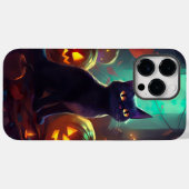 Coques Case-Mate iPhone Chat Halloween Tuxedo Avec Peur Citrouille (Verso (horizontal))