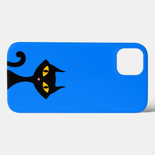 Coques Case-Mate iPhone Chat Kitty noir avec Arrière - plan bleu azur (Verso (horizontal))