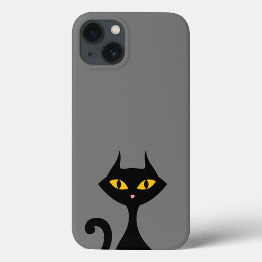 Coques Case-Mate iPhone Chat Kitty noir avec Arrière - plan gris (Verso)