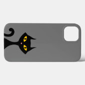 Coques Case-Mate iPhone Chat Kitty noir avec Arrière - plan gris (Verso (horizontal))