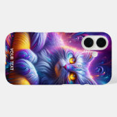 Coques Case-Mate iPhone Chat mignon bleu violet Imaginaire (Verso (horizontal))