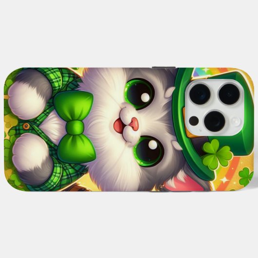 Coques Case-Mate iPhone Chat mignon/chaton Saint Patrick's Day (Verso (horizontal))