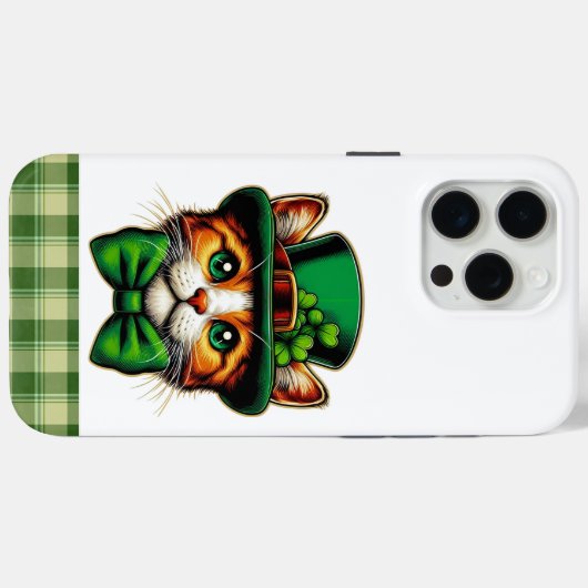 Coques Case-Mate iPhone Chat mignon/chaton Saint Patrick's Day (Verso (horizontal))