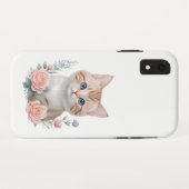Coques Case-Mate iPhone Chat Mignon Fleurs Roses (Dos (Horizontal))
