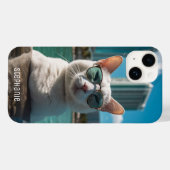 Coques Case-Mate iPhone Chat mignon portant des lunettes de soleil à Miami (Verso (horizontal))