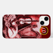 COQUES Case-Mate iPhone CHAT MUSICAL AVEC OWL EN ROUGE RUBY GEM MONOGRAM (Verso (horizontal))