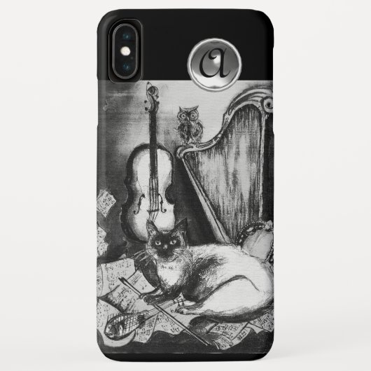 Coques Case-Mate iPhone CHAT MUSICAL, OWL, VIOLIN, HARP Black White Grey M (Dos)