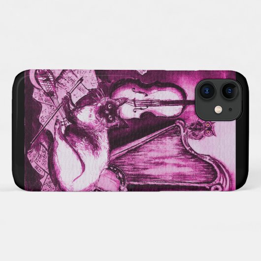 Coques Case-Mate iPhone CHAT MUSICAL, Violet rose et blanc (Dos (Horizontal))